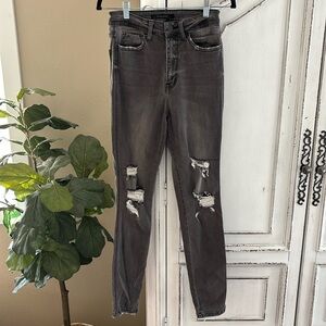 Flying Monkey Ultra High Rise Skinny Gray Distressed Jeans, Women's Size 26